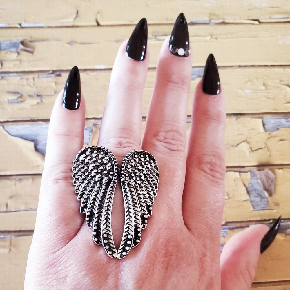 Huge Angel Wings Statement Ring - image 1